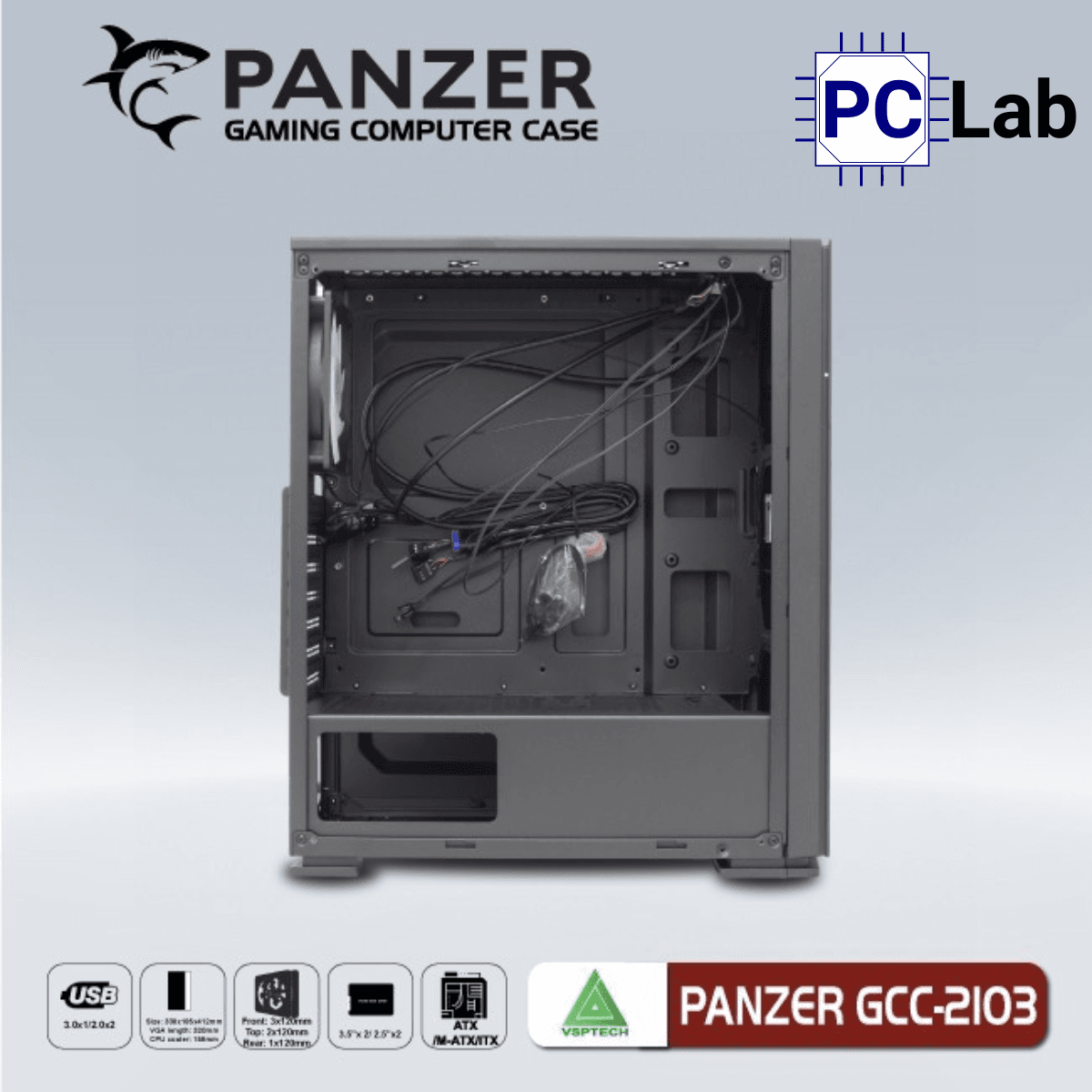 Vỏ case PC máy tính VSP Panzer GCC-2103 (ATX, Mid Tower, Đen)