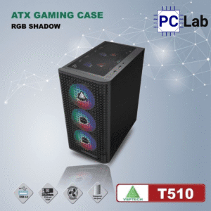 Vỏ case PC máy tính VSP T510 (ATX, Mid Tower, Đen/Hồng)