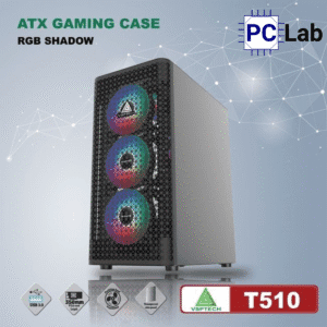Vỏ case PC máy tính VSP T510 (ATX, Mid Tower, Đen/Hồng)