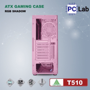 Vỏ case PC máy tính VSP T510 (ATX, Mid Tower, Đen/Hồng)