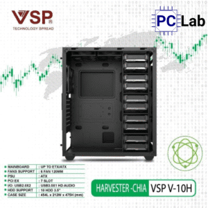 Vỏ case PC máy tính VSP V-10H (E-ATX, Full Tower, Đen)