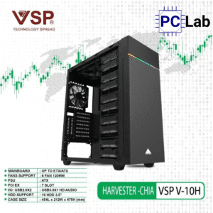 Vỏ case PC máy tính VSP V-10H (E-ATX, Full Tower, Đen)