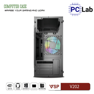 Vỏ case PC máy tính VSP V202 (M-ATX, Mid Tower, Đen)