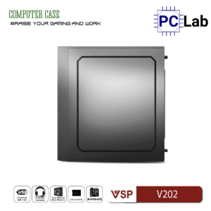 Vỏ case PC máy tính VSP V202 (M-ATX, Mid Tower, Đen)