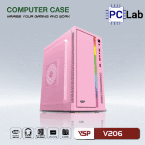 Vỏ case PC máy tính VSP V206 (M-ATX, Mid Tower, Trắng/Đen/Hồng)