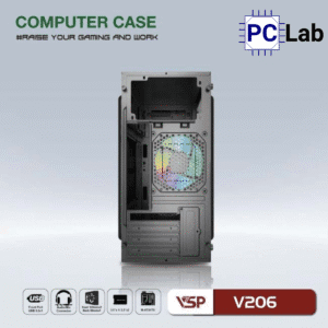 Vỏ case PC máy tính VSP V206 (M-ATX, Mid Tower, Trắng/Đen/Hồng)