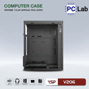 Vỏ case PC máy tính VSP V206 (M-ATX, Mid Tower, Trắng/Đen/Hồng)