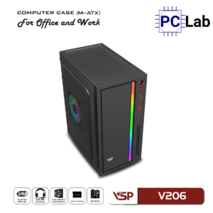 Vỏ case PC máy tính VSP V206 (M-ATX, Mid Tower, Trắng/Đen/Hồng)