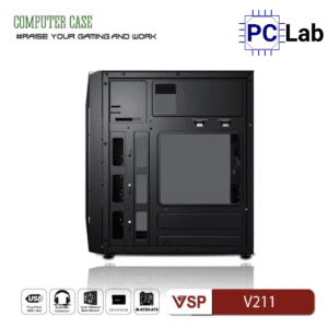 Vỏ case PC máy tính VSP V211 (M-ATX, Mid Tower, Đen)