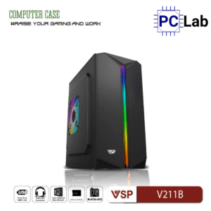 Vỏ case PC máy tính VSP V211B (M-ATX, Mid Tower, Đen)