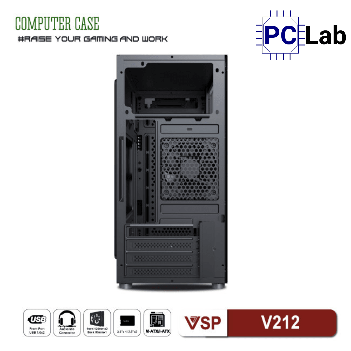 Vỏ case PC máy tính VSP V212 (M-ATX, Mid Tower, Trắng/Đen/Hồng/Xanh)