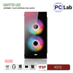 Vỏ case PC máy tính VSP V212 (M-ATX, Mid Tower, Trắng/Đen/Hồng/Xanh)