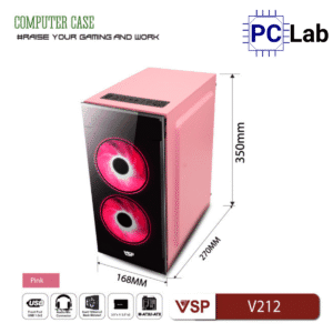 Vỏ case PC máy tính VSP V212 (M-ATX, Mid Tower, Trắng/Đen/Hồng/Xanh)