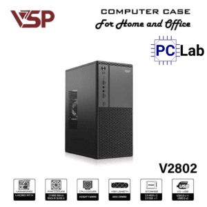 Vỏ case PC máy tính VSP V2802 (M-ATX, Mid Tower, Đen)