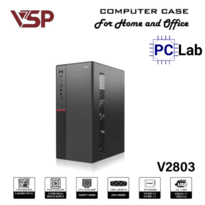 Vỏ case PC máy tính VSP V2803 (M-ATX, Mid Tower, Đen)