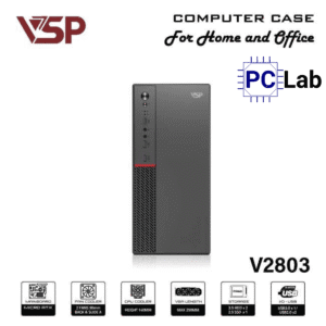 Vỏ case PC máy tính VSP V2803 (M-ATX, Mid Tower, Đen)