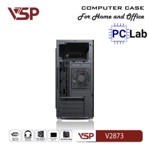 Vỏ case PC máy tính VSP V2873 (M-ATX, Mid Tower, Đen)