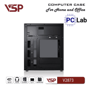 Vỏ case PC máy tính VSP V2873 (M-ATX, Mid Tower, Đen)