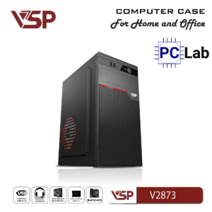 Vỏ case PC máy tính VSP V2873 (M-ATX, Mid Tower, Đen)