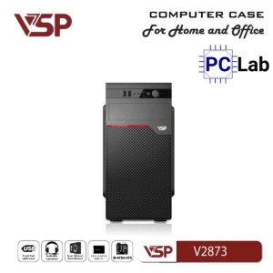 Vỏ case PC máy tính VSP V2873 (M-ATX, Mid Tower, Đen)