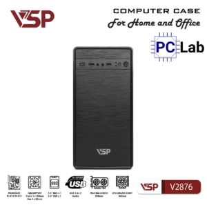 Vỏ case PC máy tính VSP V2876 (M-ATX, Mid Tower, Đen)