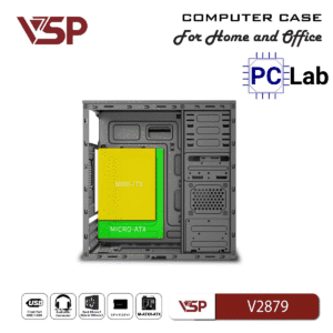 Vỏ case PC máy tính VSP V2879 (M-ATX, Mid Tower, Đen)