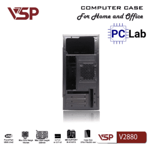 Vỏ case PC máy tính VSP V2880 (M-ATX, Mid Tower, Đen)