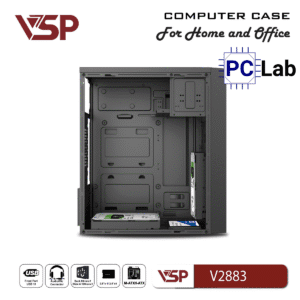 Vỏ case PC máy tính VSP V2883 (M-ATX, Mid Tower, Đen)