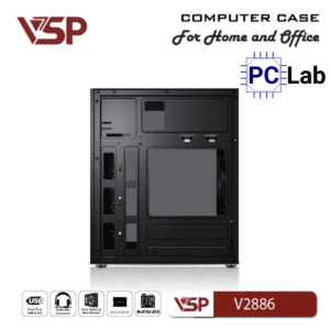 Vỏ case PC máy tính VSP V2883 (M-ATX, Mid Tower, Đen)