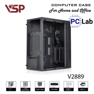 Vỏ case PC máy tính VSP V2889 (M-ATX, Mid Tower, Đen)