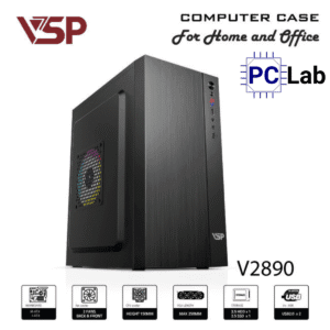 Vỏ case PC máy tính VSP V2890 (M-ATX, Mid Tower, Đen)
