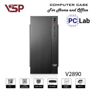 Vỏ case PC máy tính VSP V2890 (M-ATX, Mid Tower, Đen)