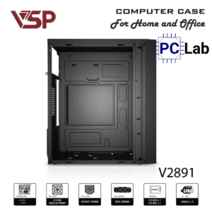 Vỏ case PC máy tính VSP V2891 (M-ATX, Mid Tower, Đen)