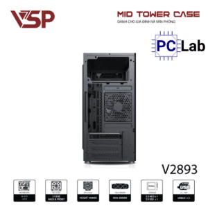 Vỏ case PC máy tính VSP V2893 (M-ATX, Mid Tower, Đen)