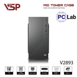 Vỏ case PC máy tính VSP V2893 (M-ATX, Mid Tower, Đen)