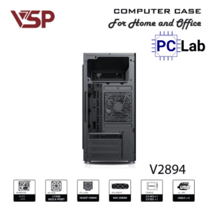 Vỏ case PC máy tính VSP V2894 (M-ATX, Mid Tower, Đen)