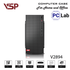Vỏ case PC máy tính VSP V2894 (M-ATX, Mid Tower, Đen)