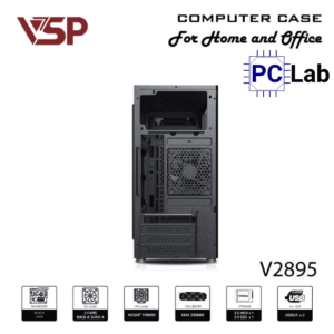 Vỏ case PC máy tính VSP V2895 (M-ATX, Mid Tower, Đen)