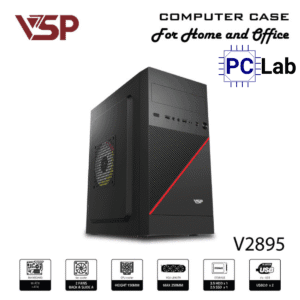 Vỏ case PC máy tính VSP V2895 (M-ATX, Mid Tower, Đen)