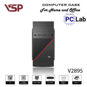 Vỏ case PC máy tính VSP V2895 (M-ATX, Mid Tower, Đen)