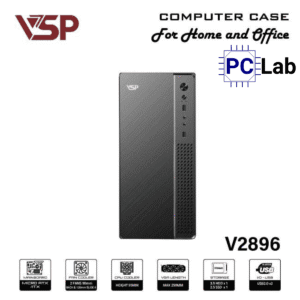 Vỏ case PC máy tính VSP V2896 (M-ATX, Mid Tower, Đen)