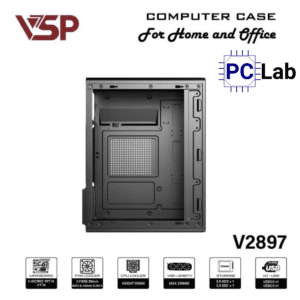 Vỏ case PC máy tính VSP V2897 (M-ATX, Mid Tower, Đen)