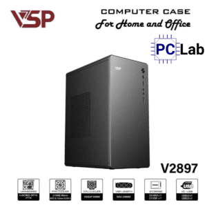 Vỏ case PC máy tính VSP V2897 (M-ATX, Mid Tower, Đen)