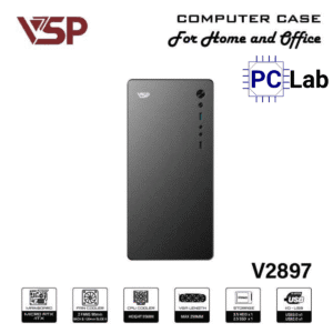 Vỏ case PC máy tính VSP V2897 (M-ATX, Mid Tower, Đen)