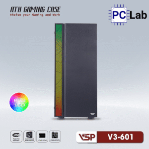 Vỏ case PC máy tính VSP V3-601 (ATX, Mid Tower, Trắng/Đen/Hồng)