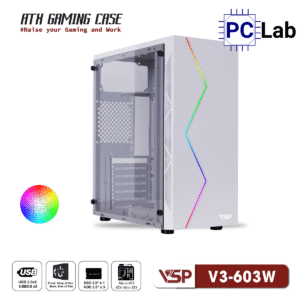 Vỏ case PC máy tính VSP V3-603 (ATX, Mid Tower, Trắng/Đen/Hồng)