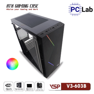 Vỏ case PC máy tính VSP V3-603 (ATX, Mid Tower, Trắng/Đen/Hồng)