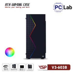 Vỏ case PC máy tính VSP V3-603 (ATX, Mid Tower, Trắng/Đen/Hồng)