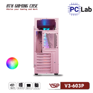 Vỏ case PC máy tính VSP V3-603 (ATX, Mid Tower, Trắng/Đen/Hồng)