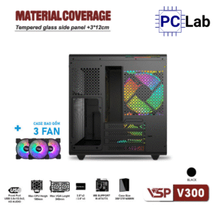 Vỏ case PC máy tính VSP V300 (M-ATX, Mini Tower, Trắng/Đen)
